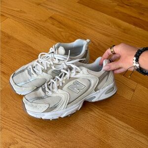 New Balance Women's Cream and Gray Sneakers